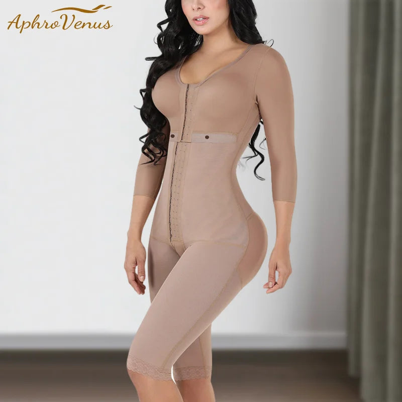 Long Waist Trainer Shapewear for Women with Tummy Control & Supportive Sleeves