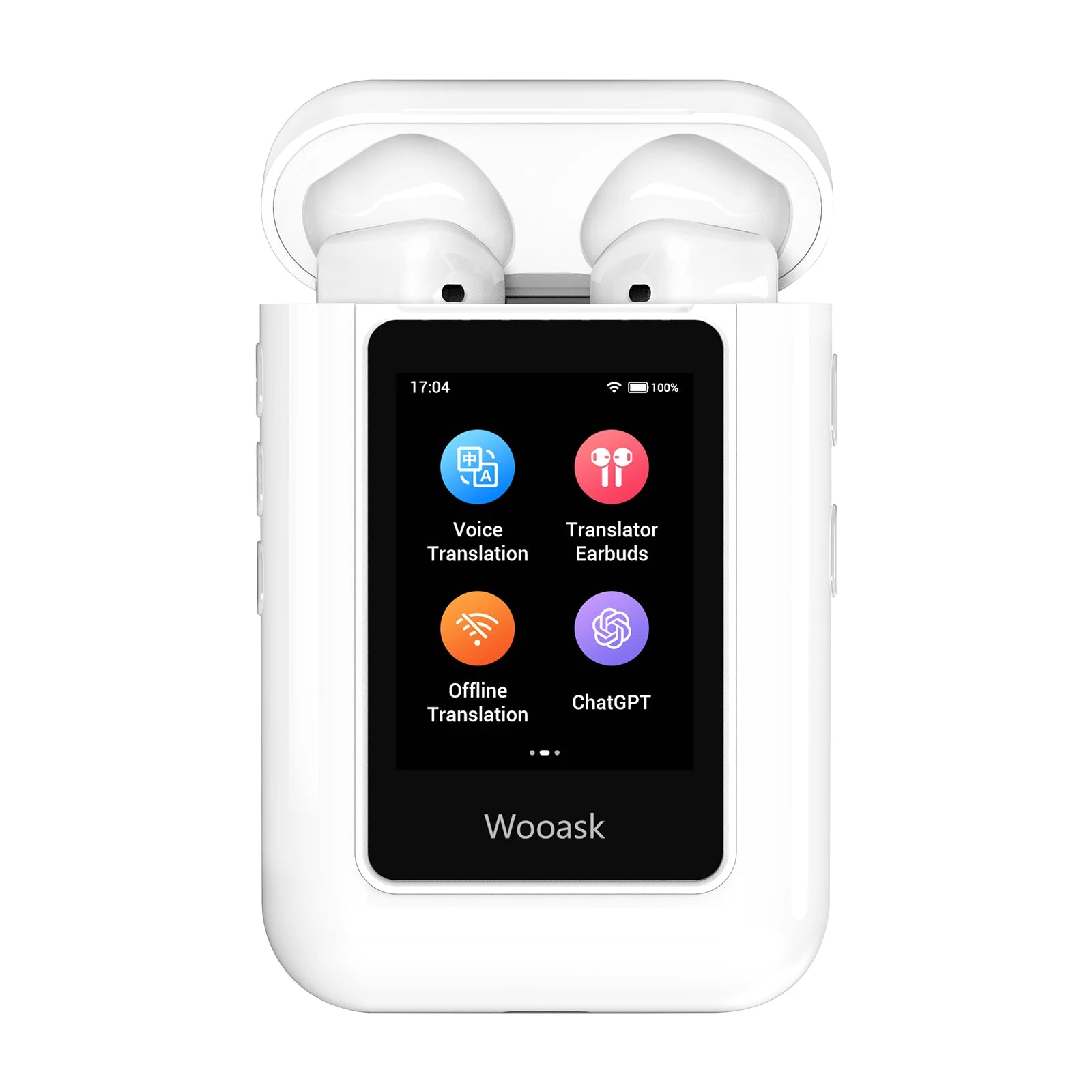 Wooask [A8] Translator Earbuds,Chatgpt Empowered 144 Languages Translator Device,Independent Use with Touch Screen NO Need APP