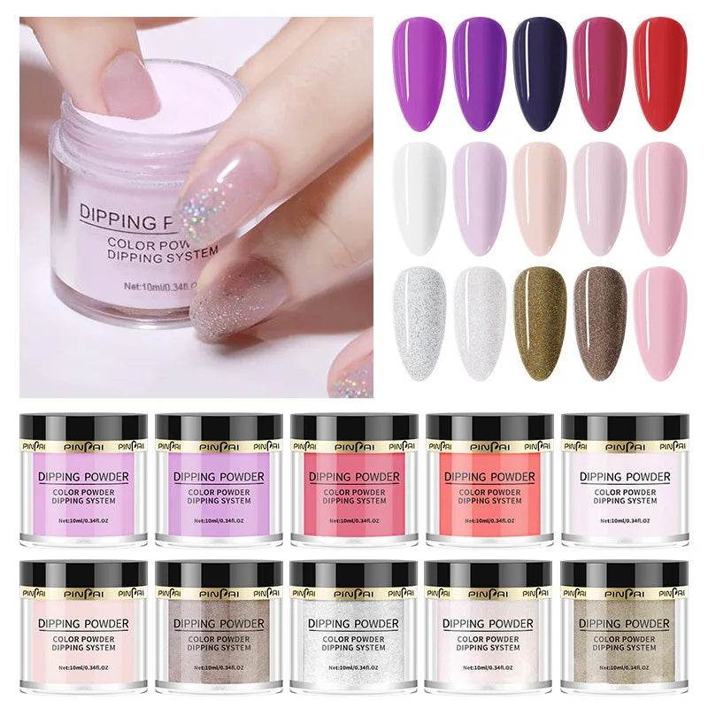 Glitter Chrome Dipping Powder for Nail Art - 25 Stunning Colors for Manicure Decoration