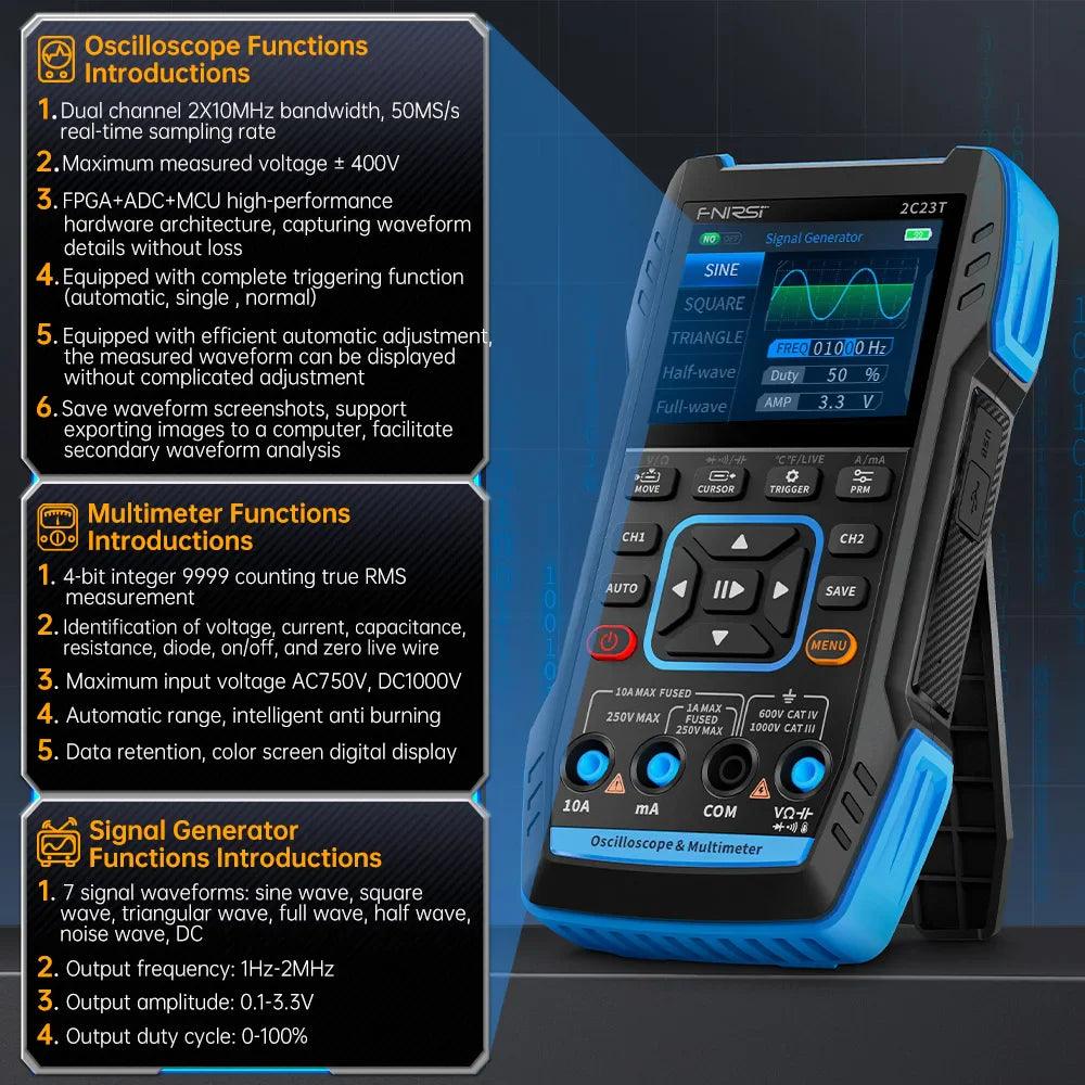 FNIRSI 3-in-1 Handheld Oscilloscope Multimeter Signal Generator: Ultimate Portable Tool  ourlum.com   