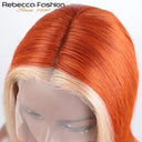 Ginger Blonde Ombre Straight Bob Lace Wig Pre Plucked Hair