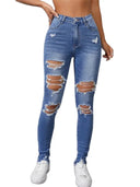 Women's Ripped Skinny Jeans High Stretch Slim Fit Denim