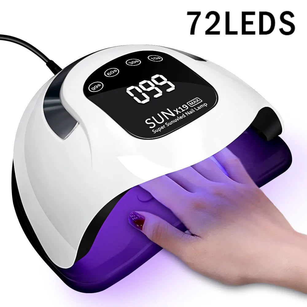 X19 MAX UV LED Nail Drying Lamp Professional UV Nail Art Dryer Light for Gel Nails 72 Beads Fast Curing Gel Polish Lamp