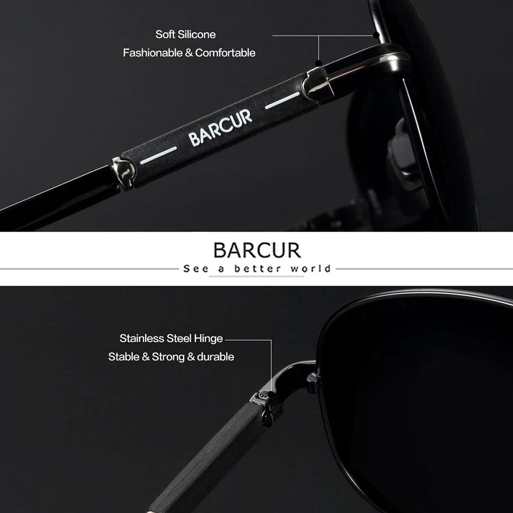 Men's Polarized Pilot Sunglasses for Driving, Fishing, and Hiking - BARCUR UV Protection Eyewear