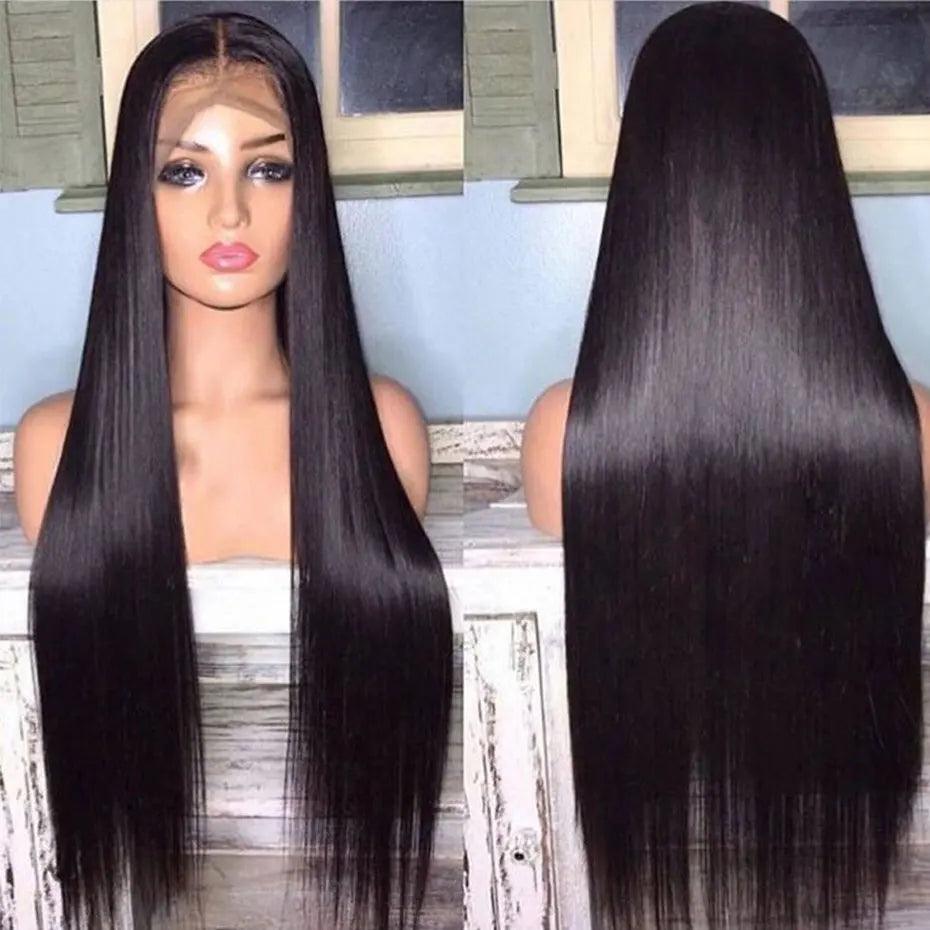 13x6 HD Lace Frontal Brazilian Straight Human Hair Wig for Women with Pre-Plucked Hairline