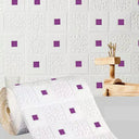 3D Brick Pattern Self-Adhesive Waterproof Wall Sticker Home Decor  ourlum.com Purple-2 5pcs-70cmX1m 