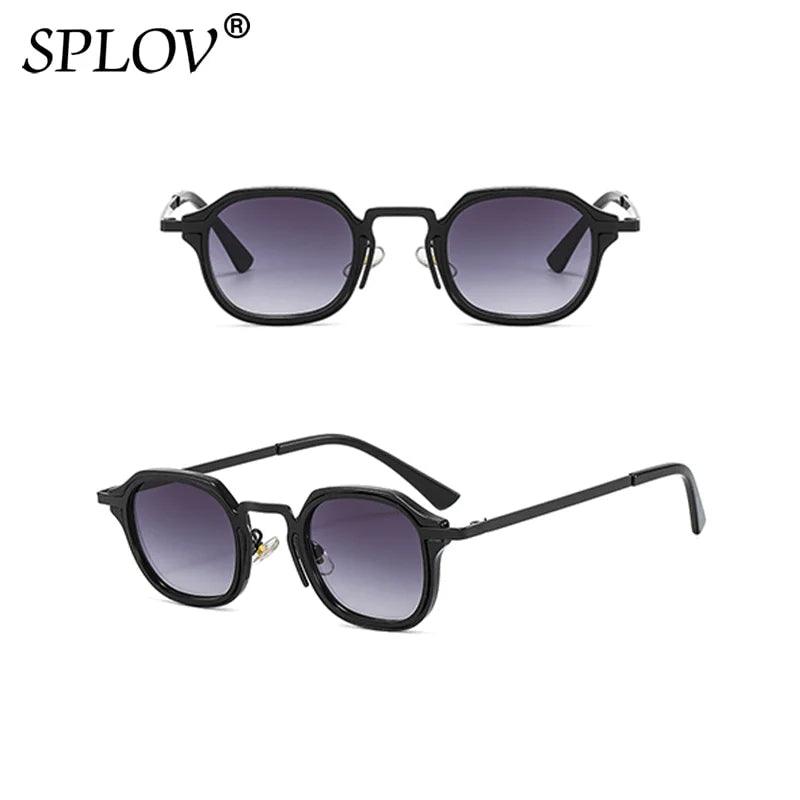 Trendy Vintage Square Sunglasses for Men and Women - UV400 Retro Punk Shades with Leopard Accent