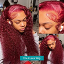 Burgundy 40 Inch Deep Wave Lace Front Wig Premium Quality