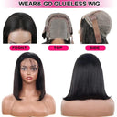 Premium Human Hair Lace Front Bob Wig - 4x4 Glueless Style