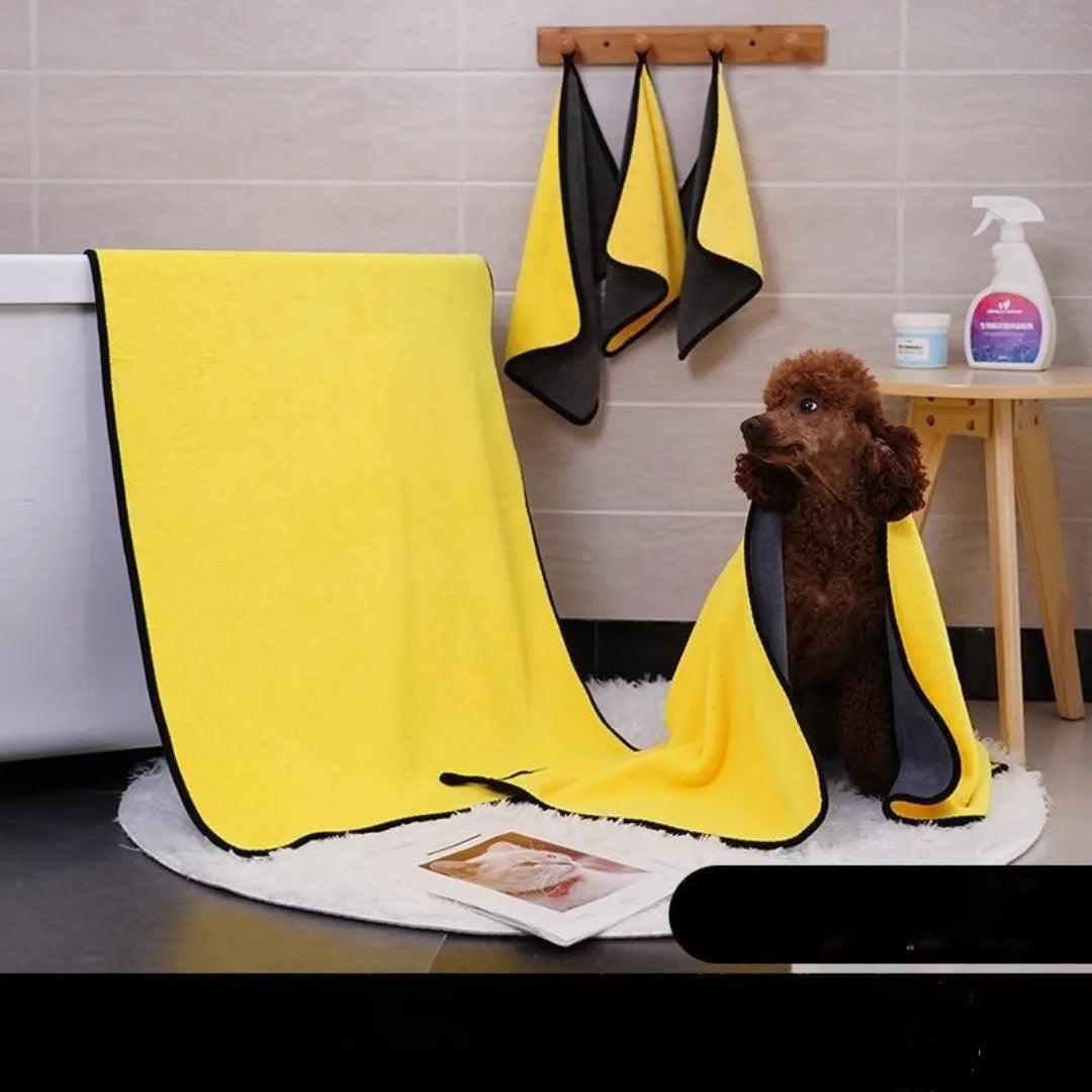 Microfiber Dog Bath Towel Set: High Absorbency, Quick Drying & Durable Polyester  ourlum.com   