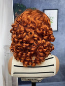 Short Bouncy Curly Human Hair Wig 13x4 Lace Frontal