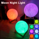 8cm Moon Lamp LED Night Light Battery Powered With Stand Starry Lamp Bedroom Decor Night Lights Kids Gift Moon Lamp  ourlum.com Colored Light  