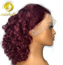 16-Inch Burgundy 99J Pre-Plucked Full Lace Curly Bob Wig