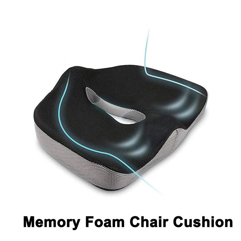 Coccyx Memory Foam Seat Cushion for Tailbone Pain Relief and Posture Improvement