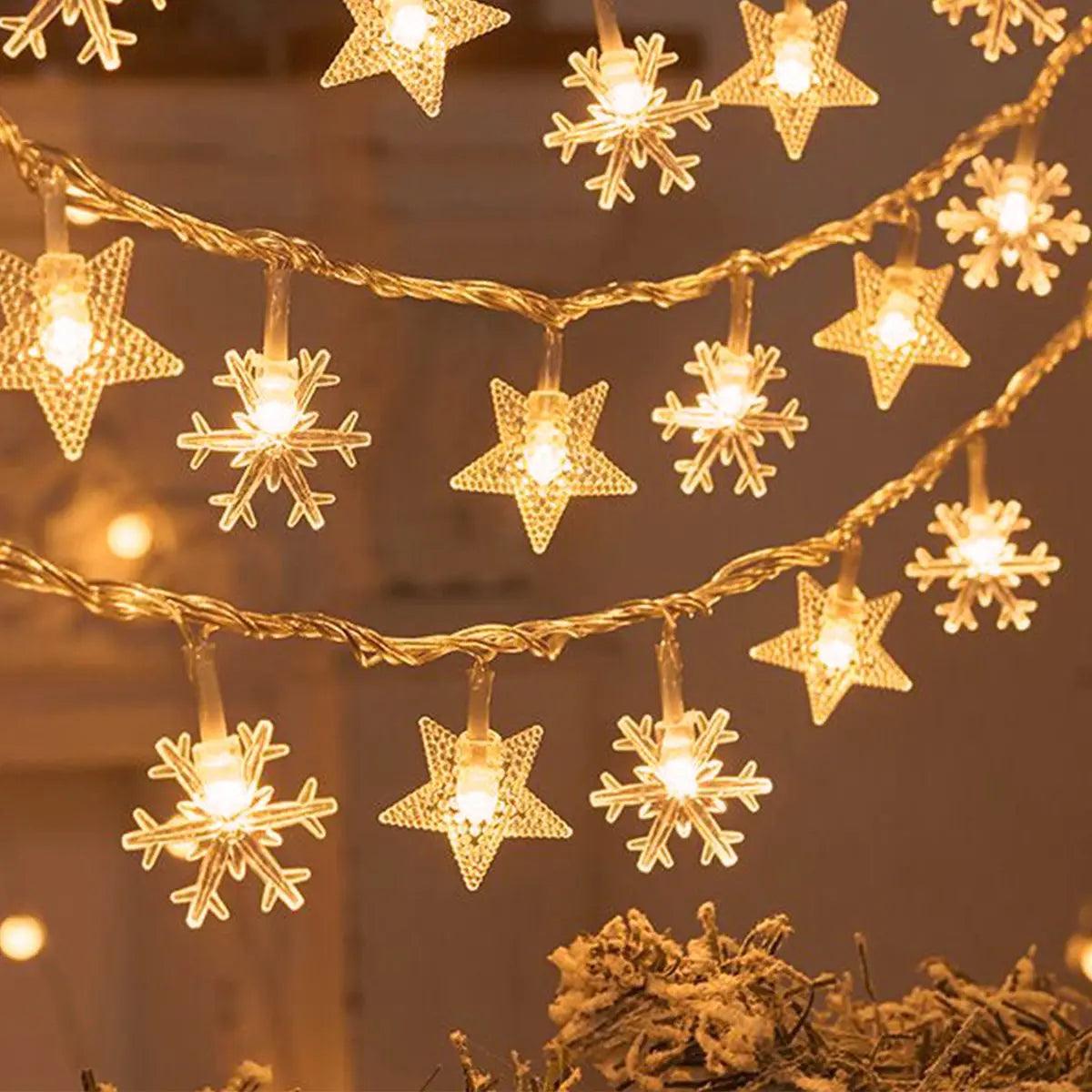 Snowflake LED String Lights: Festive Christmas Home Decoration Fairy Light  ourlum.com   