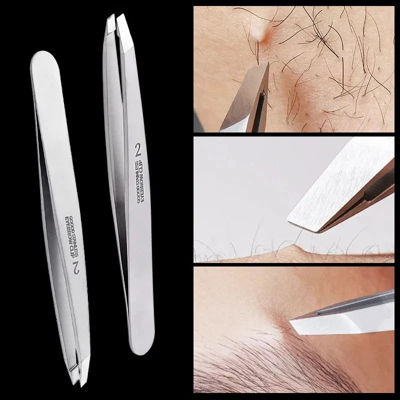 Ultimate Stainless Steel Eyebrow Tweezers Set for Precision Grooming and Hair Removal