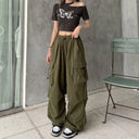 Women Y2K Streetwear Cargo Pants High Waist Baggy Trousers