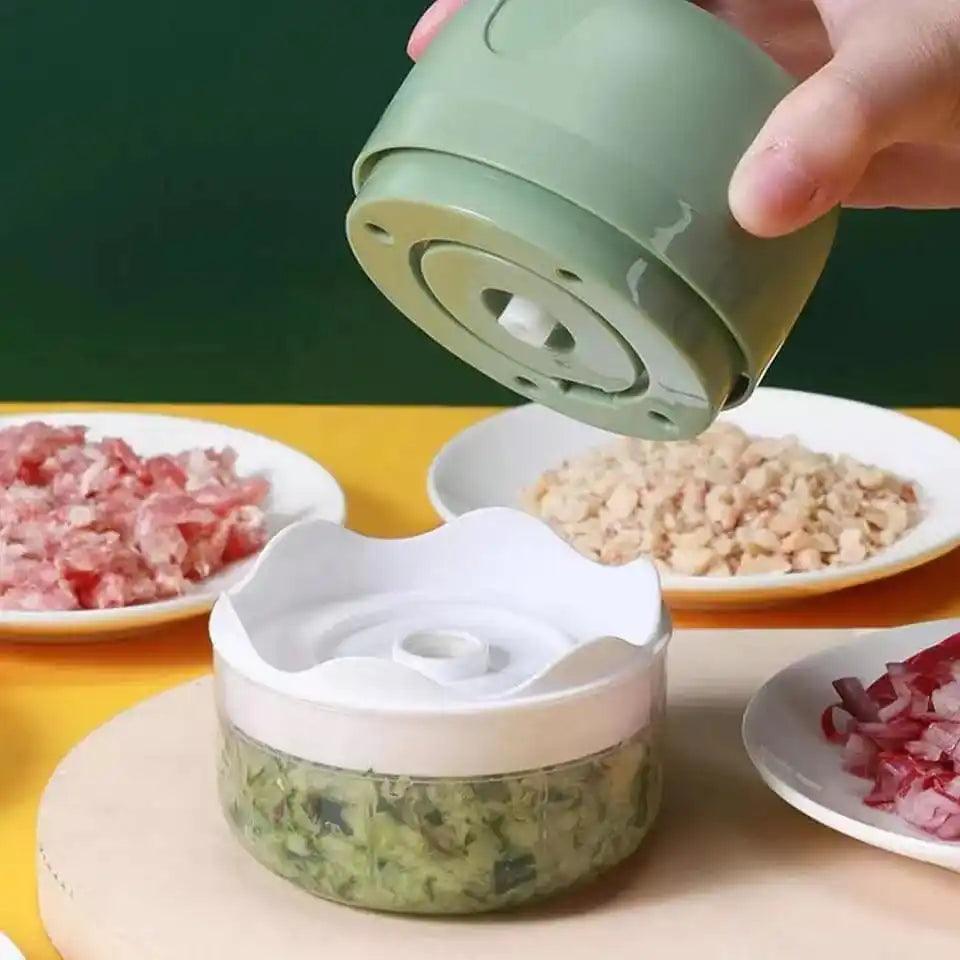 Portable Mini Electric Food Processor with USB Charging and 3 Stainless Steel Blades  ourlum.com   