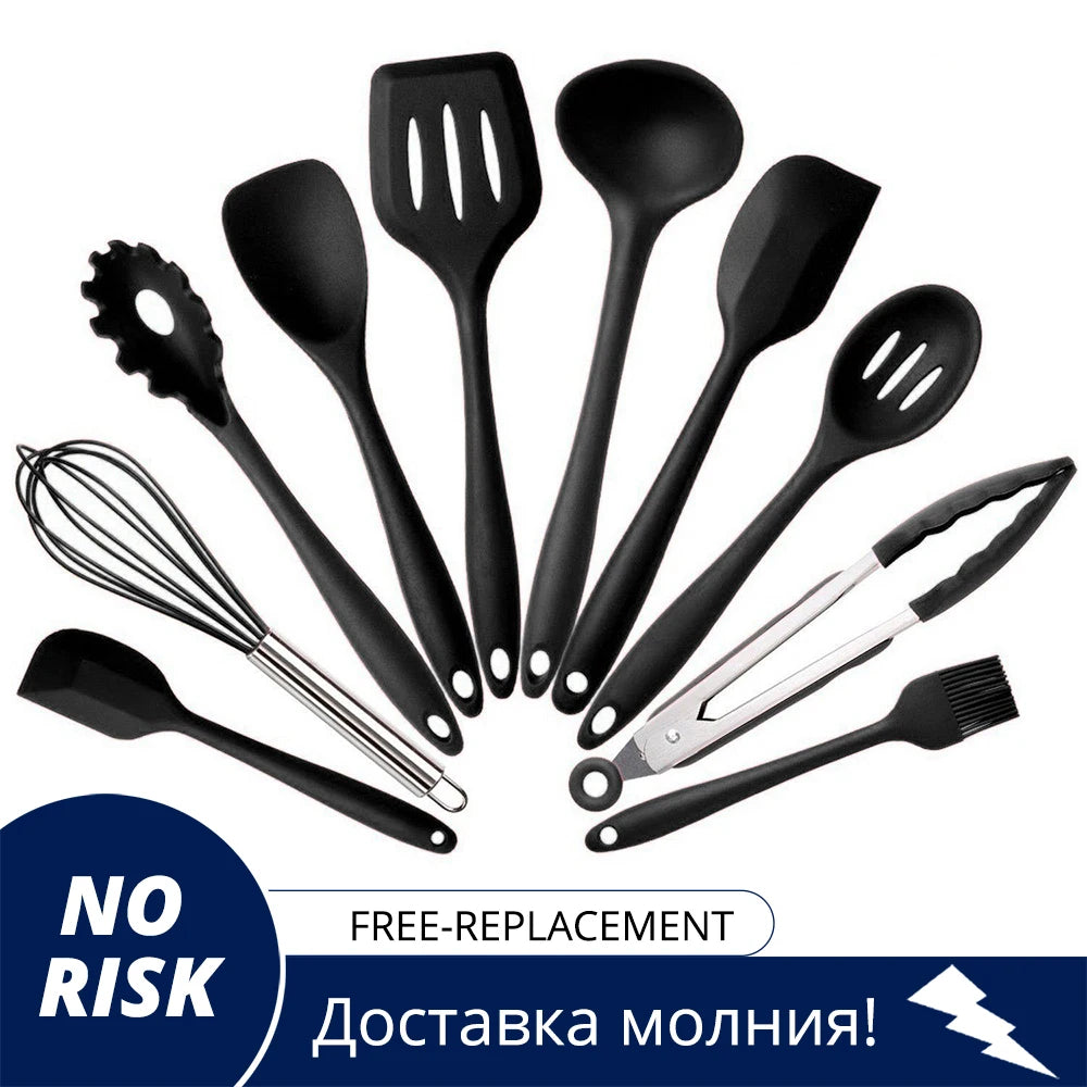 Leeseph 10-Piece Non-Stick Silicone Kitchen Utensil Set - Heat Resistant and Eco-Friendly Cooking Tools