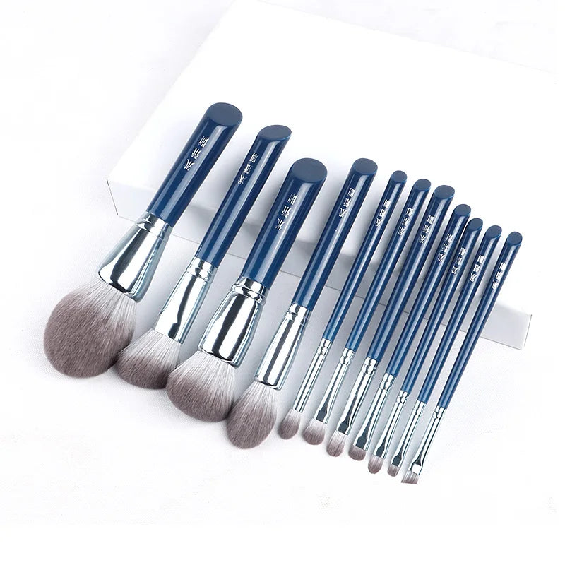 MyDestiny Azure Blue 11pcs Makeup Brush Set&Kit  Super Soft Fiber, High Quality Face&Eye Foundation Eyeshadow  Powder Brush  ourlum.com   