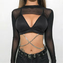 Sultry Lace Mesh Crop Top Seductive Night Out Style