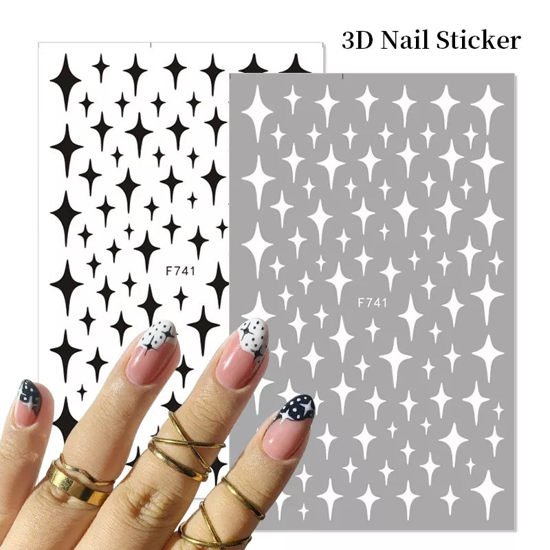 Black Heart Love Nail Stickers - Chic Self-Adhesive Decals for Manicure