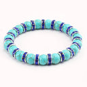 Blue Beaded Bracelet Charm Natural Stone Crystal Septa Stretch