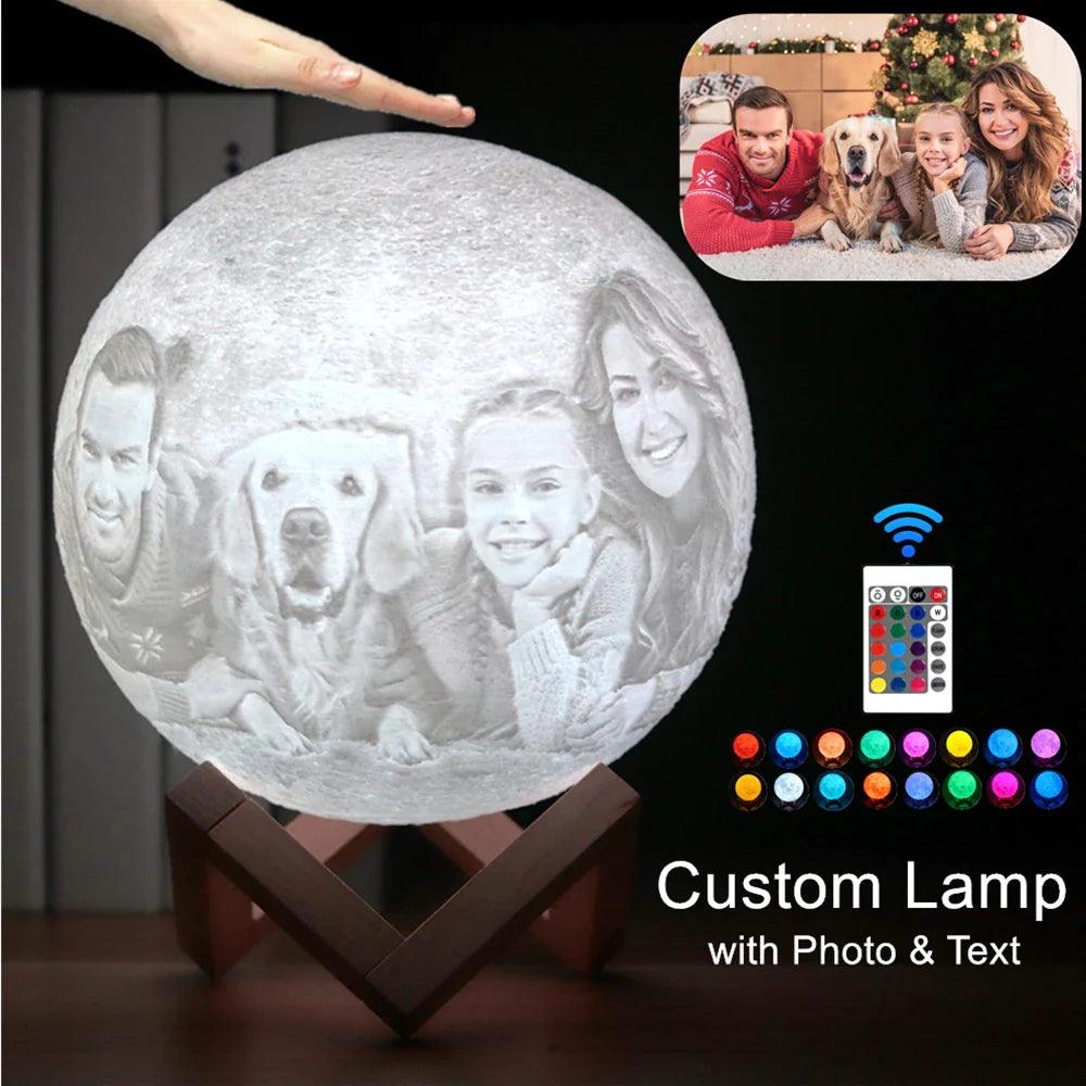 Drop Shipping Photo Customized Moon Lamp 3D Print Moon Night Light USB Rechargeable Personalized Gift with Your Text & Photo  ourlum.com   