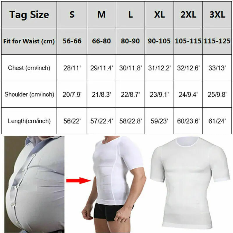 Men's Slimming Compression Undershirt for Tummy Control & Workout Performance