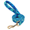 Custom Floral Print Nylon Dog Collar and Leash Set with ID Tag - Stylish Pet Walking Accessories for Medium to Large Breeds  ourlum.com Blue Leash S 