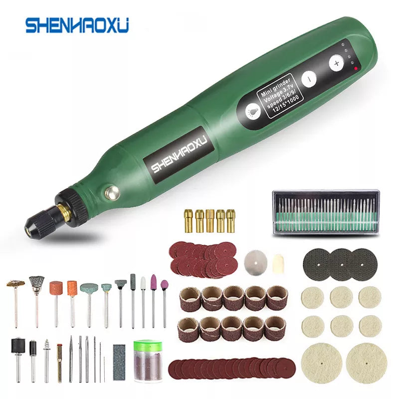 Cordless Grinder Electric Drill 5-Speed Adjustable Engraving Pen Cutting Polishing Drilling Rotary Tool With Dremel Accessories  ourlum.com   