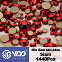 Crystal Gold Mix Size Flatback Rhinestones for DIY Nail Art  ourlum.com Siam Mix Size(1440Pcs) 