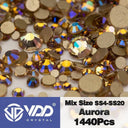 Crystal Gold Mix Size Flatback Rhinestones for DIY Nail Art  ourlum.com Aurora Mix Size(1440Pcs) 