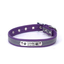 Reflective Leather Personalized Dog Collar with Custom Engraved ID Tag  ourlum.com purple XS Neck 20-26 cm United State