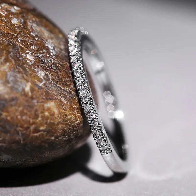Elegant Geometric Brass Cubic Zirconia Women's Ring - Versatile Wedding Jewelry Choice  ourlum.com   
