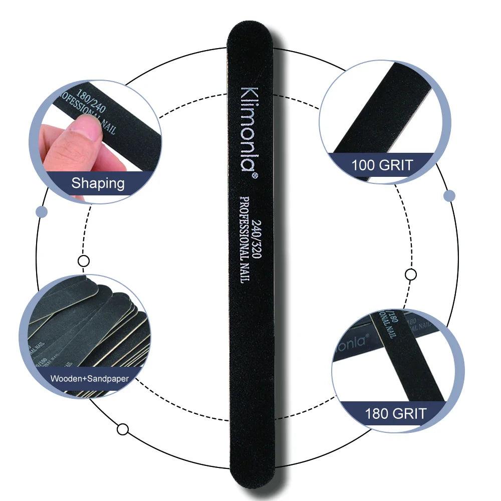 5/10 /20 pcs Wooden Nail File 100/180/240/320 Black Sandpaper Buffer Professional Nail Files Pedicure Manicure Polishing Tools  ourlum.com   