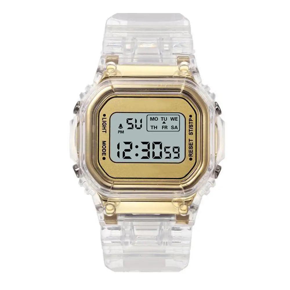 Gold Transparent Digital Sport Watch for Men and Women - Durable Casual Wristwatch  ourlum.com   