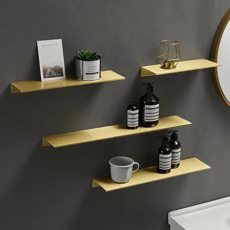 Brushed Gold Bathroom Storage Rack: Stylish Wall Shelf for Modern Home  ourlum.com   