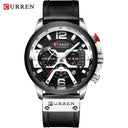 CURREN Men's Military Leather Chronograph Watch: Stylish & Functional Timepiece  ourlum.com silver black watch United State 