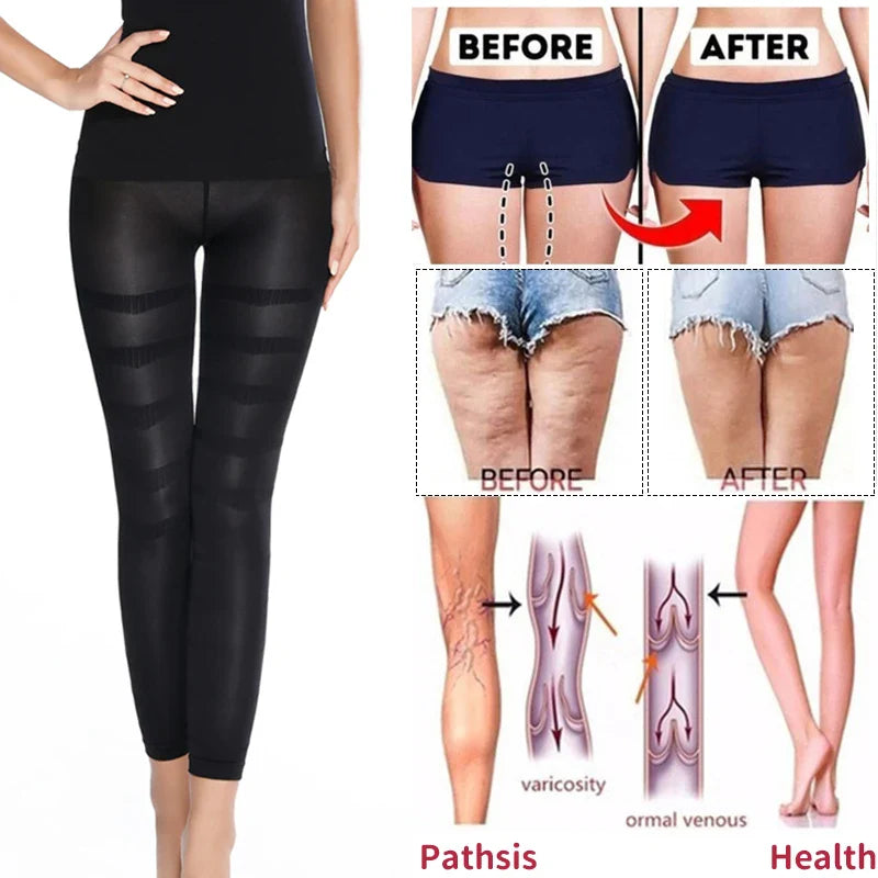 High Waist Anti-Cellulite Compression Leggings for Tummy Control & Thigh Sculpting