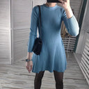 Knit Elegance Sweater Dress Chic A-Line Style for Women