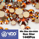 Crystal Gold Mix Size Flatback Rhinestones for DIY Nail Art  ourlum.com Sun Star Mix Size(1440Pcs) 