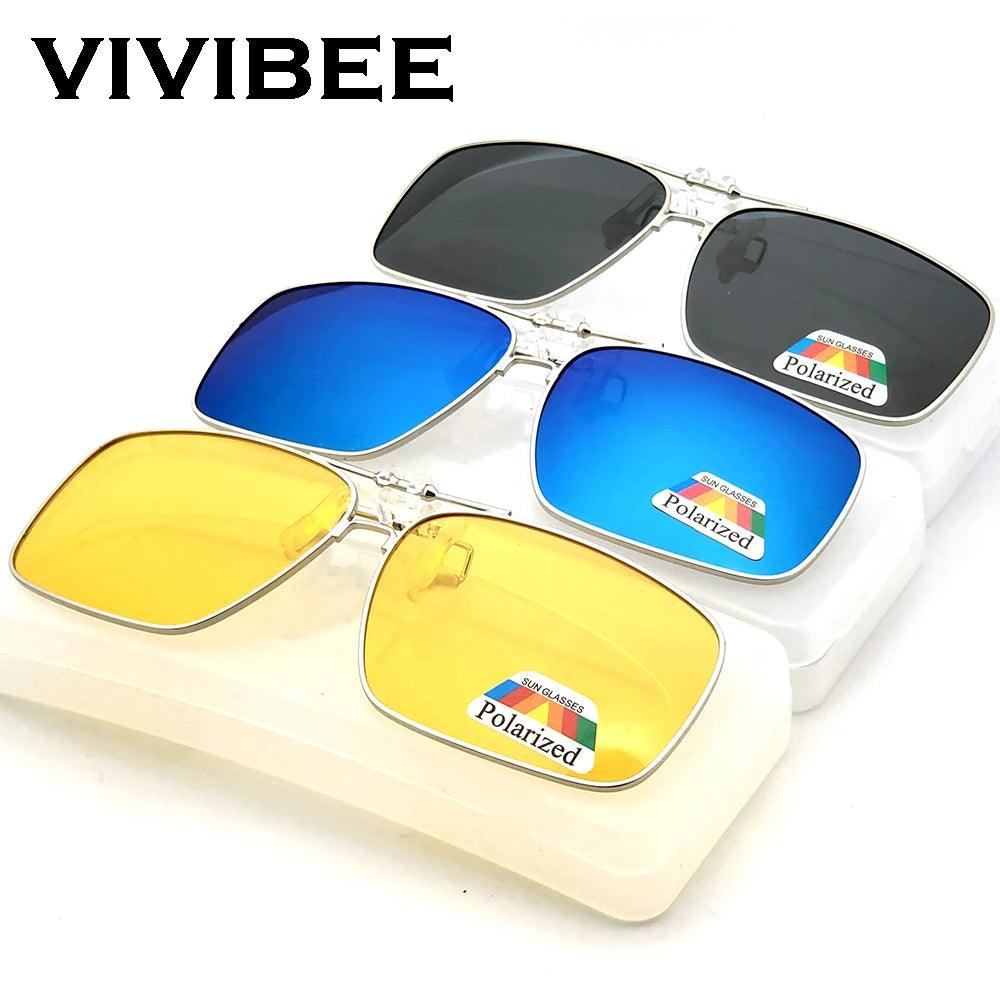 Polarized Clip-On Sunglasses for Men and Women - UV400 Protection, Night Vision, Lightweight, Stylish Driving Eyewear