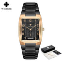 Square Luxury Men's Watch with Automatic Date Display Stainless Steel Gold Quartz Wristwatch  ourlum.com 37-2 rose black United State 