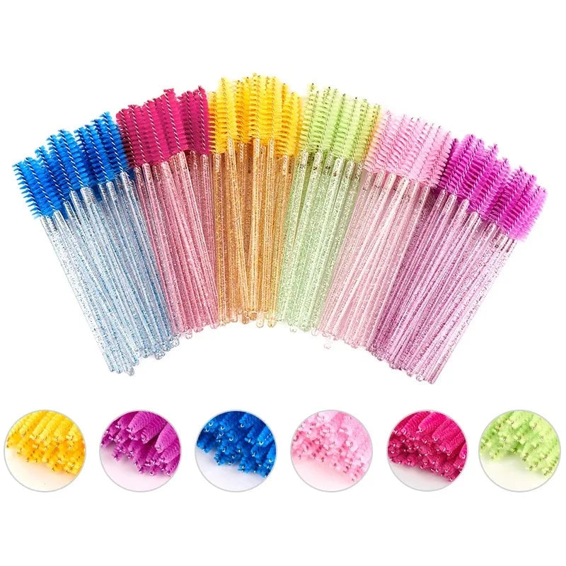 New 50/5pcs Eyelash brushes Extension Disposable Eyelashes Make Up Brushes Eyebrow Mascara Wand Applicator Flexible Makeup Tools  ourlum.com   