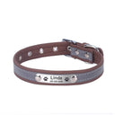 Reflective Leather Personalized Dog Collar with Custom Engraved ID Tag  ourlum.com coffee XS Neck 20-26 cm United State