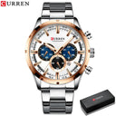 Curren Men's Blue Dial Chronograph Steel Watch: Stylish Waterproof Timepiece.  ourlum.com Silver white box CHINA 