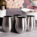 4PCS Stainless Steel Stemless Wine Glasses Unbreakable Cups