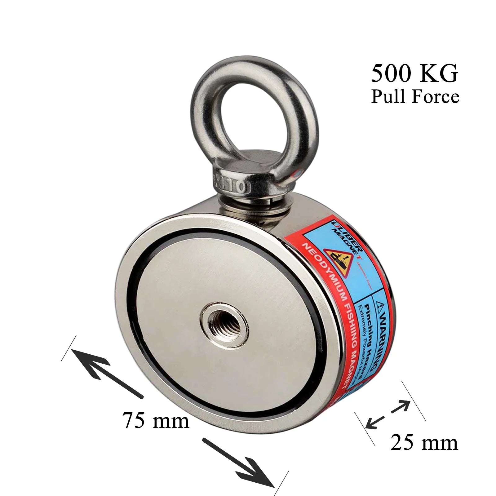 Double Sided 150KG to 500KG Round Neodymium Magnet Hook Salvage Magnet Sea Fishing Equipment Holder