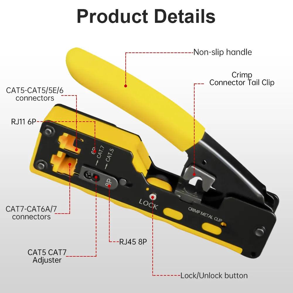 AMPCOM Ethernet Cable Crimper: Professional Pass Through Tool  ourlum.com   